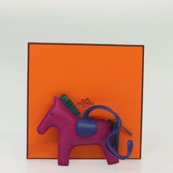 HERMES Rodeo Charm MM Leather Purple Auth - Picture 1 of 13